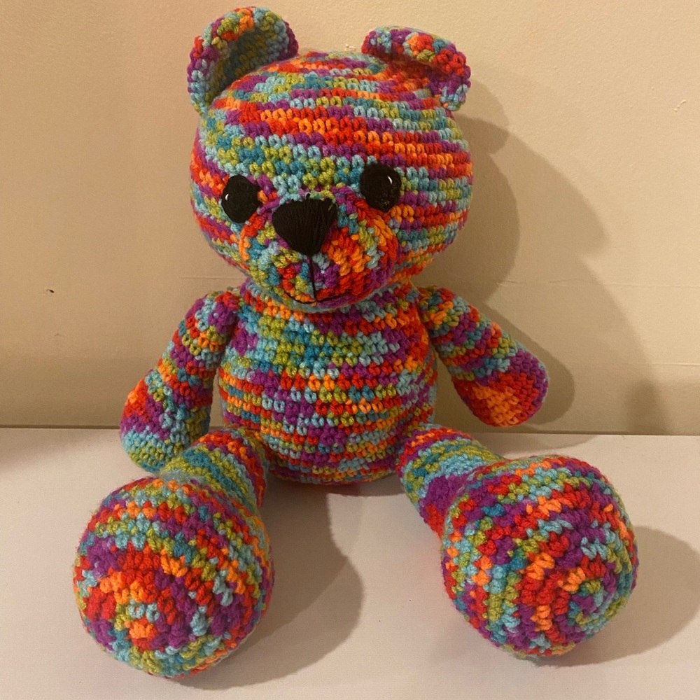Colorful Knitted Teddy Bear Toy